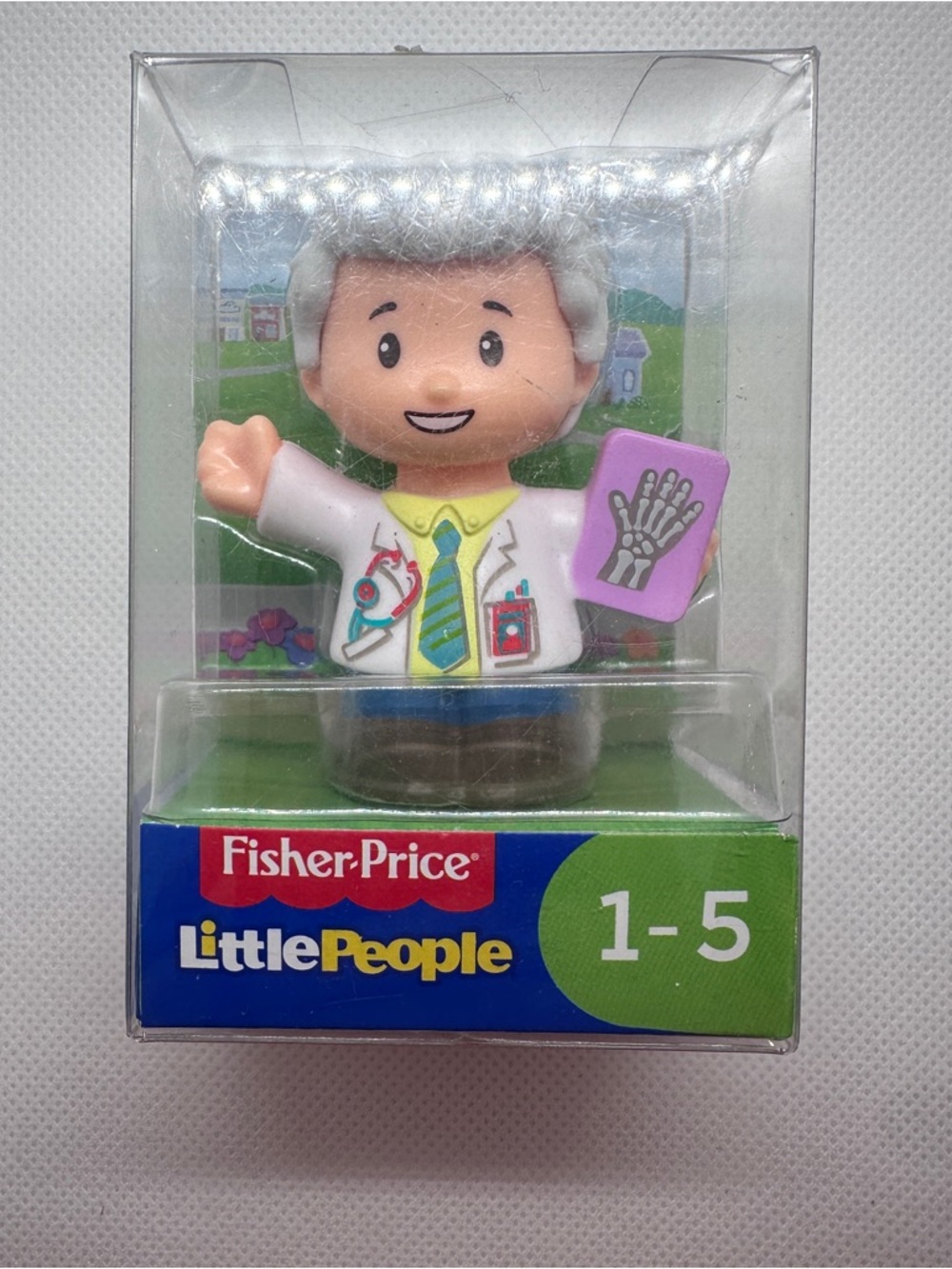 2017 Fisher-Price Little People Doctor Nathan Figure - White Hair & Coat New